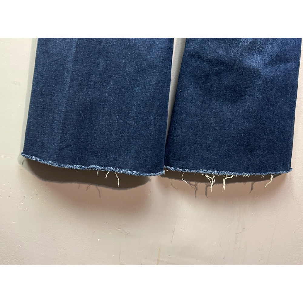 Express Jeans Womens Medium Short '70s Flare Mid Rise Ultra Hyper Stretch Raw - Picture 7 of 9